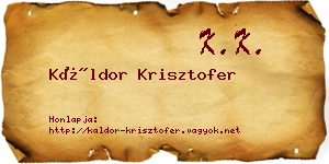 Káldor Krisztofer névjegykártya