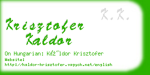 krisztofer kaldor business card